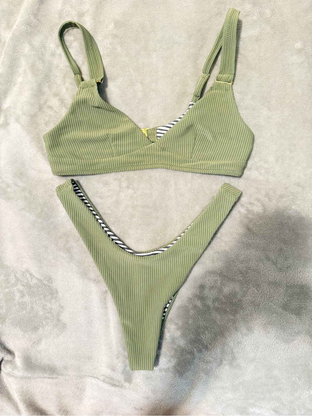 ROVE Olive Green Ribbed Bikini Set